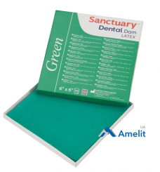 Хустки для коффердаму латексні Dental Dam, середні, зелені (Sanctuary), 36 шт./пак.